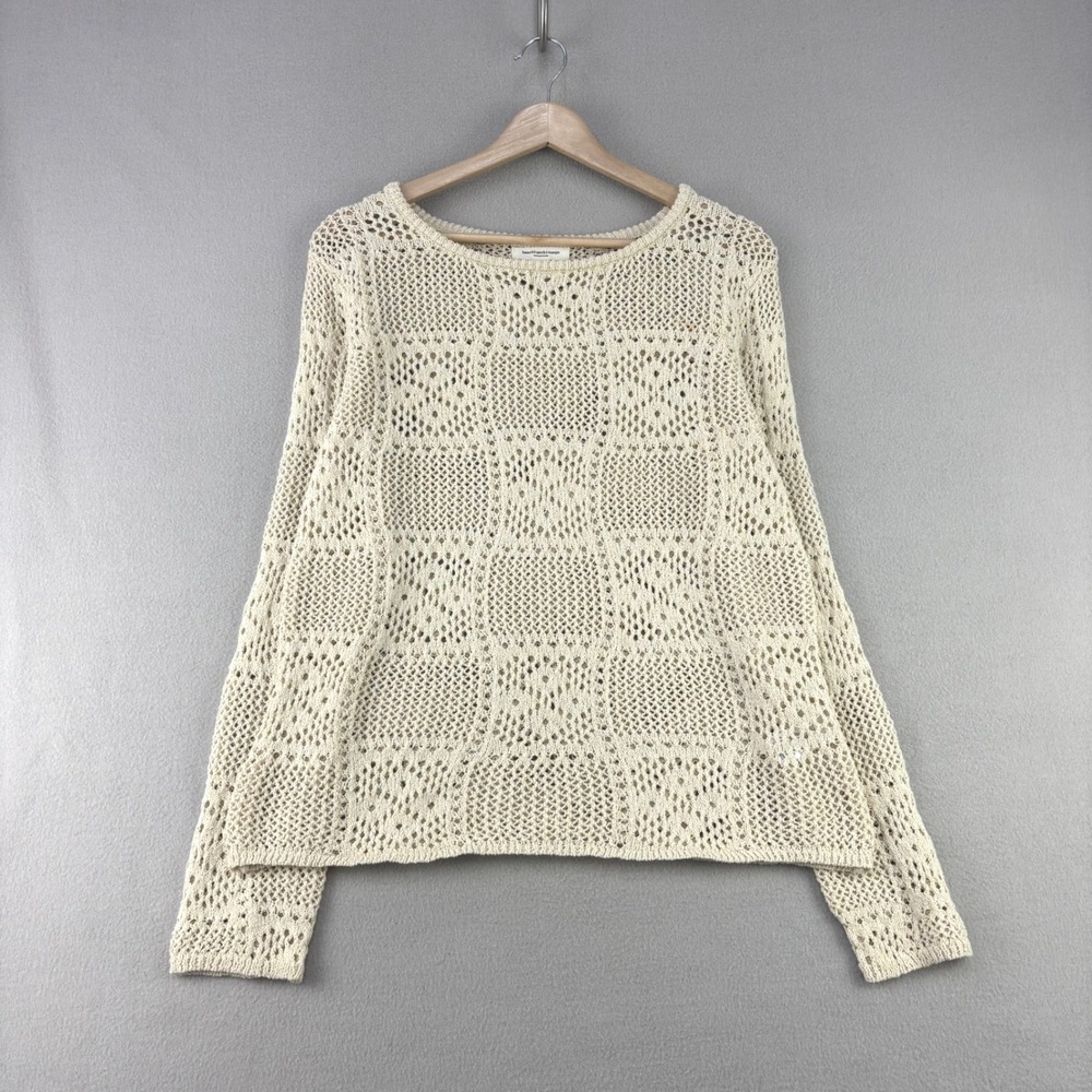 beachlunchlounge Open Knit Sweater Women S Beige Crochet Boho Pullover